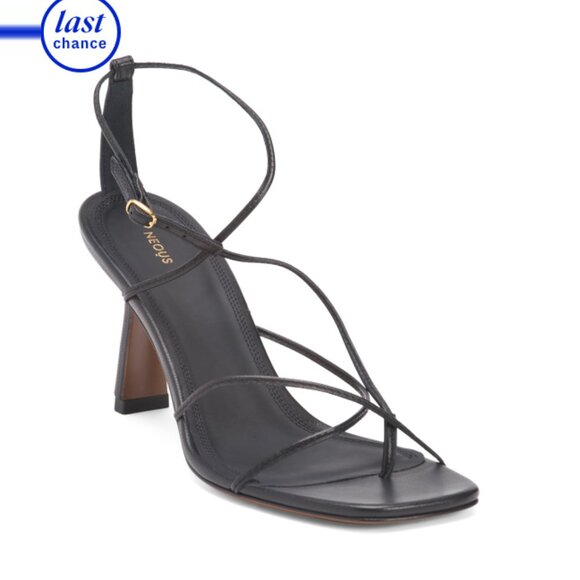 NEOUS Black Made In Italy Leather Alphard Heeled Sandals - Picture 1 of 2